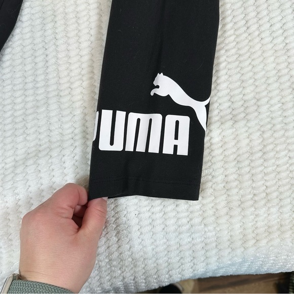 Puma Womens L Yoga Leggings Black Stretchy Workout Logo Hit Athletic - Picture 3 of 9